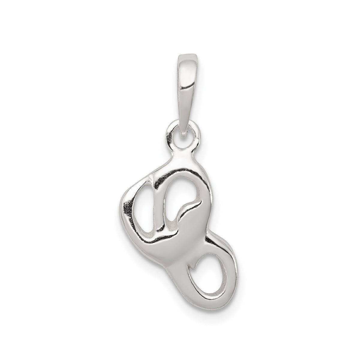 Sterling Silver Pendant with Openwork Hand and ASL ILY Symbol, American Sign Language Theme