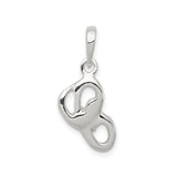 Sterling Silver Pendant with Openwork Hand and ASL ILY Symbol, American Sign Language Theme