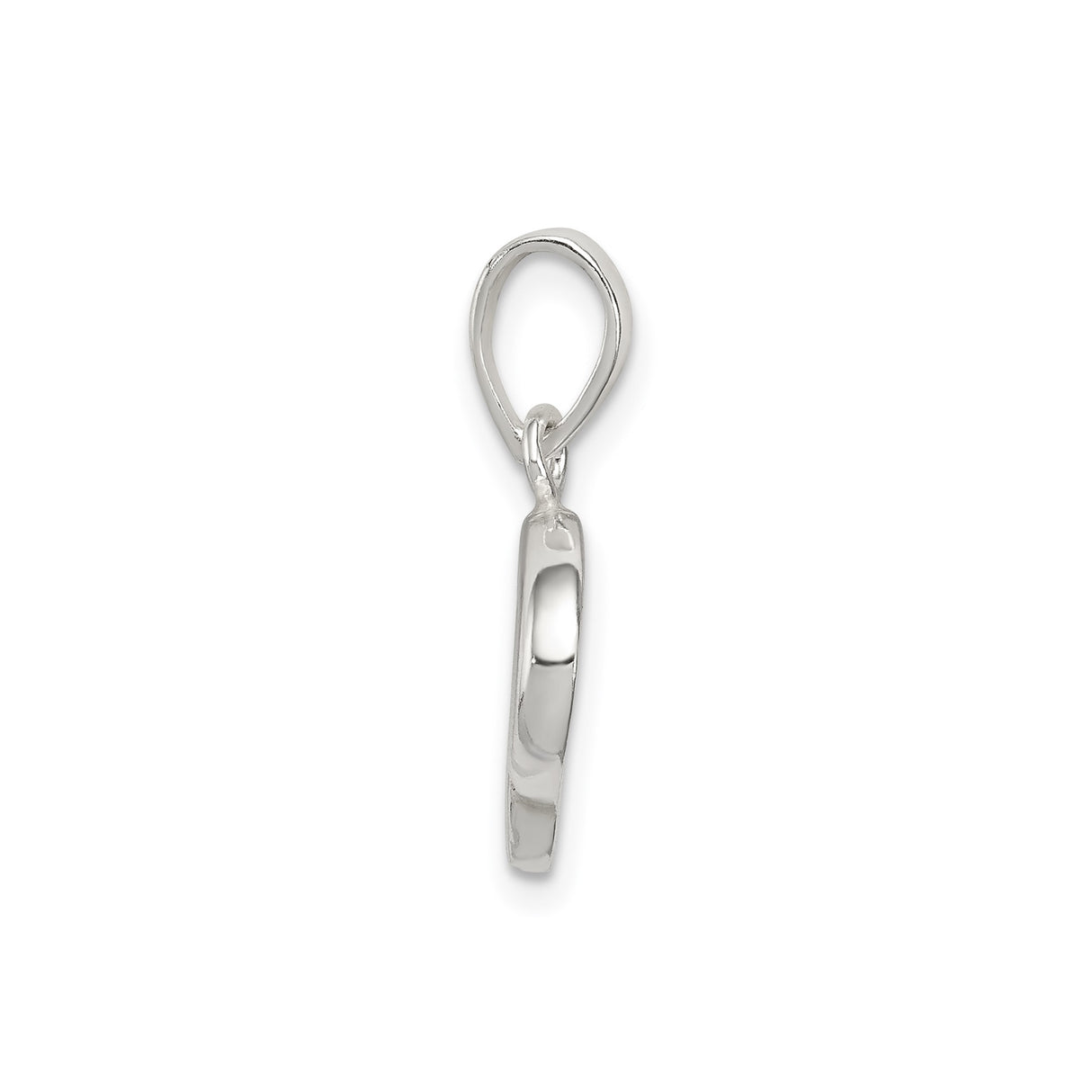 Sterling Silver Letter P Pendant with Polished Modern Script Design