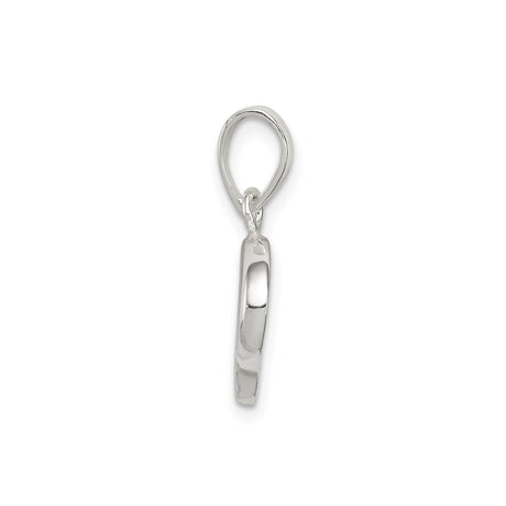 Sterling Silver Letter P Pendant with Polished Modern Script Design