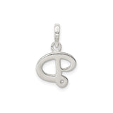Sterling Silver Letter P Pendant with Polished Modern Script Design