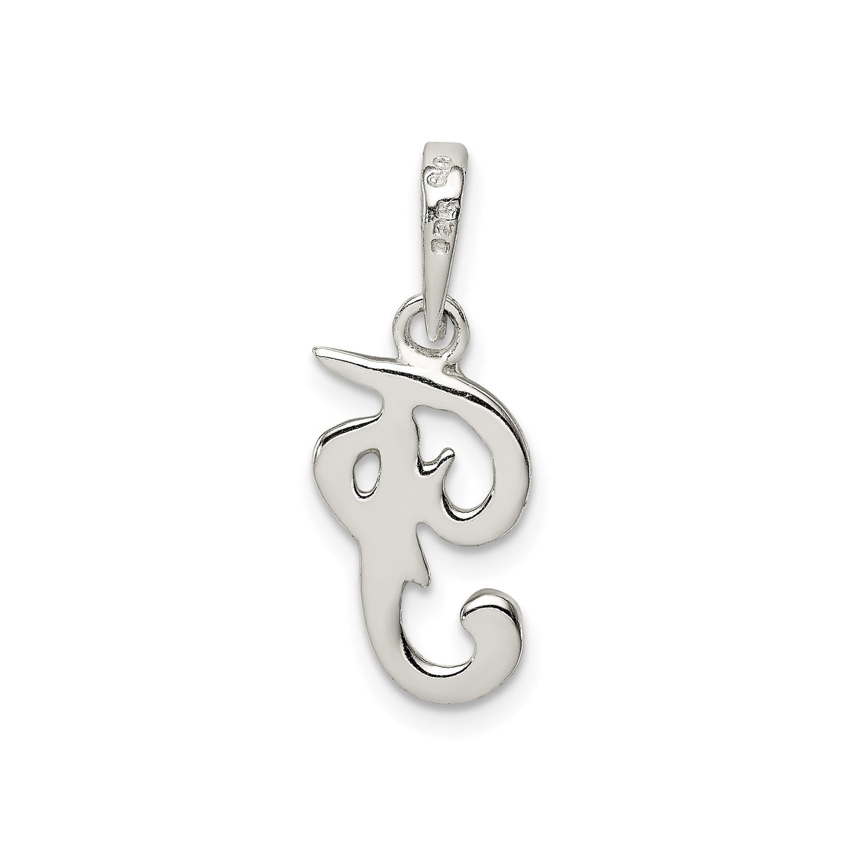 Sterling Silver Script Letter J Pendant, Cursive Initial Charm for Women