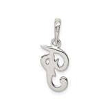 Sterling Silver Script Letter J Pendant, Cursive Initial Charm for Women