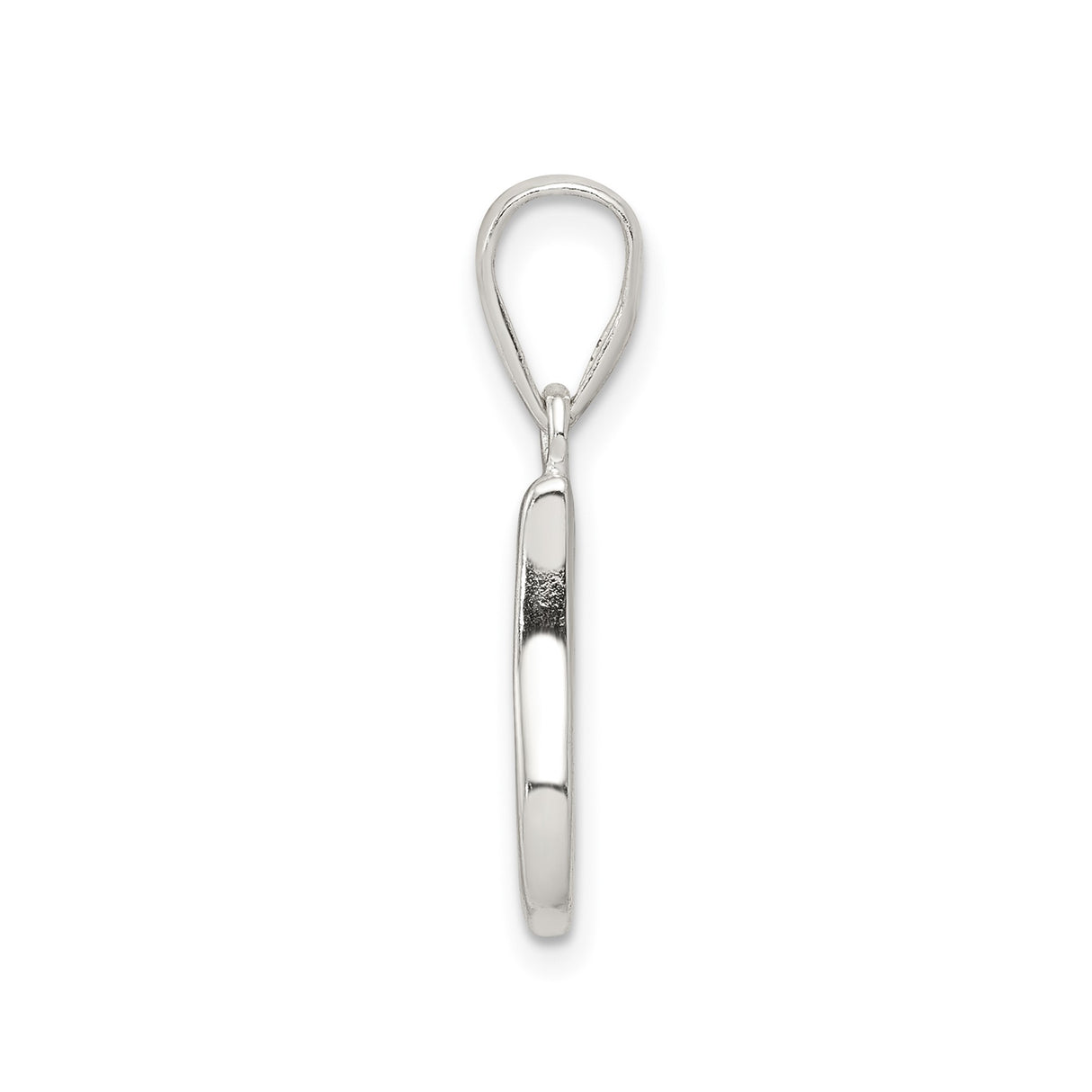 Sterling Silver Initial J Pendant, Script Letter Charm with Polished Finish for Women or Unisex Wear