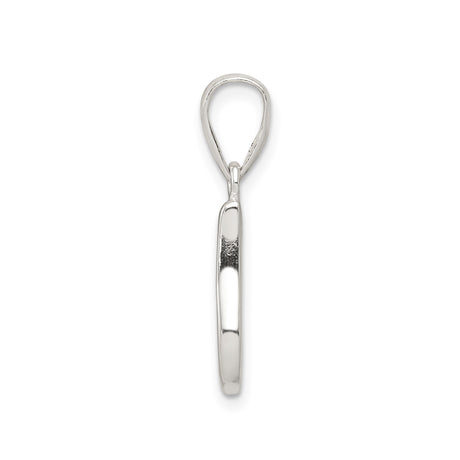 Sterling Silver Initial J Pendant, Script Letter Charm with Polished Finish for Women or Unisex Wear