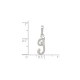 Sterling Silver Initial J Pendant, Script Letter Charm with Polished Finish for Women or Unisex Wear