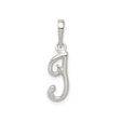 Sterling Silver Initial J Pendant, Script Letter Charm with Polished Finish for Women or Unisex Wear