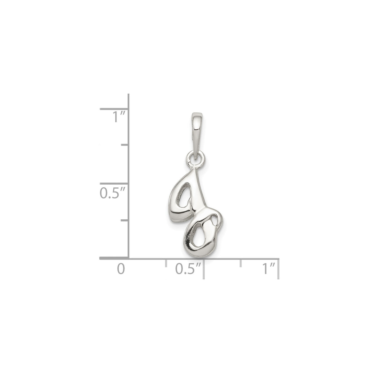 Sterling Silver Pendant, Modern Teardrop Ribbon Design, Minimalist Abstract Style