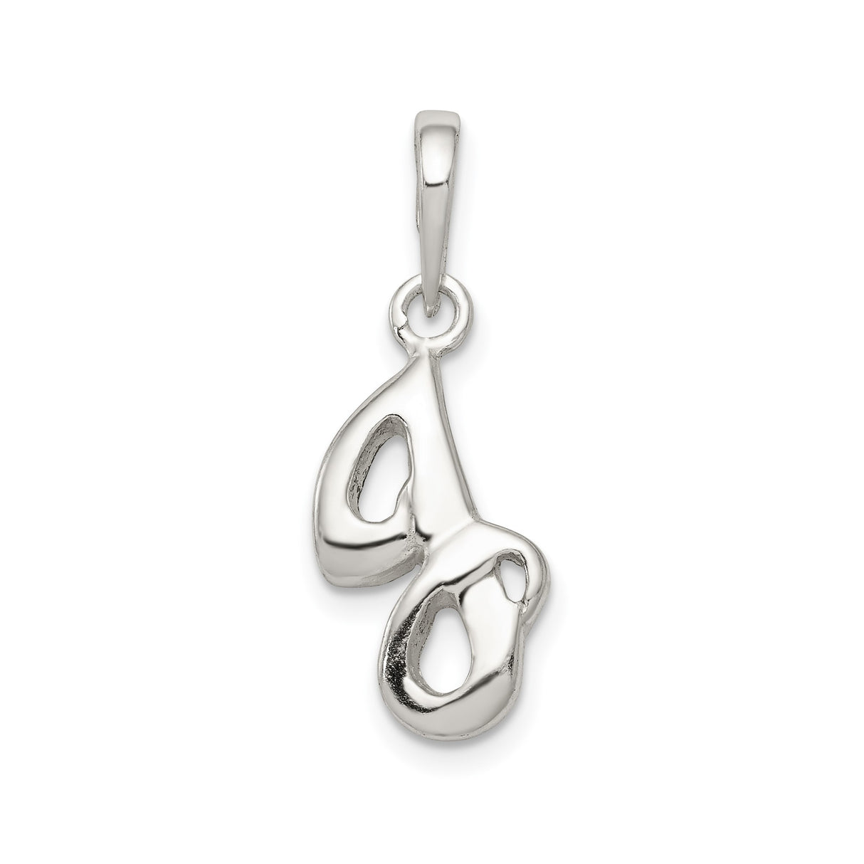 Sterling Silver Pendant, Modern Teardrop Ribbon Design, Minimalist Abstract Style