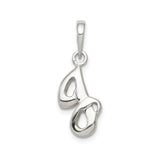 Sterling Silver Pendant, Modern Teardrop Ribbon Design, Minimalist Abstract Style