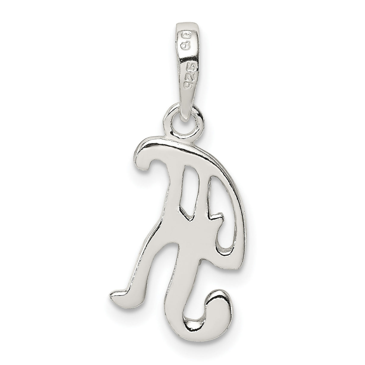 Sterling Silver Pendant, Script Initial H, Cursive Letter Monogram Charm for Women