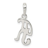 Sterling Silver Pendant, Script Initial H, Cursive Letter Monogram Charm for Women