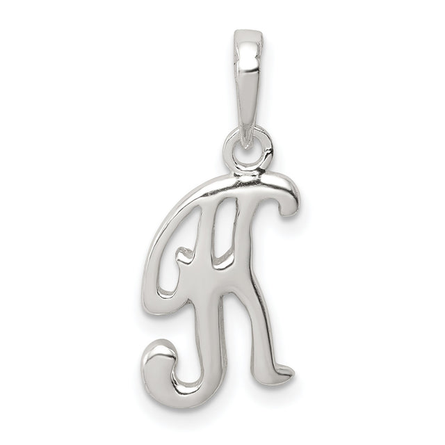 Sterling Silver Pendant, Script Initial H, Cursive Letter Monogram Charm for Women