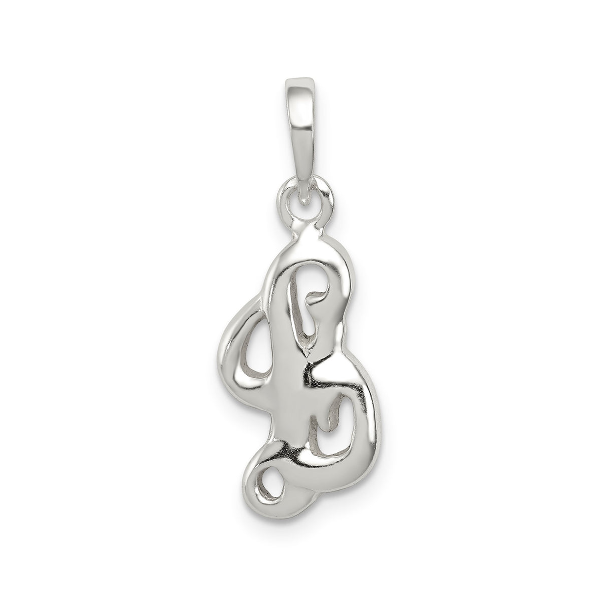 Sterling Silver Pendant with Love Script Design, Abstract Minimalist Style for Women
