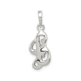 Sterling Silver Pendant with Love Script Design, Abstract Minimalist Style for Women