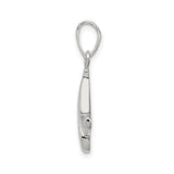 Sterling Silver M Pendant, Script Letter Charm with Polished Cursive Design for Women