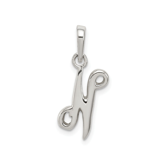 Sterling Silver Initial N Pendant, Cursive Letter Charm with Flowing Design for Women
