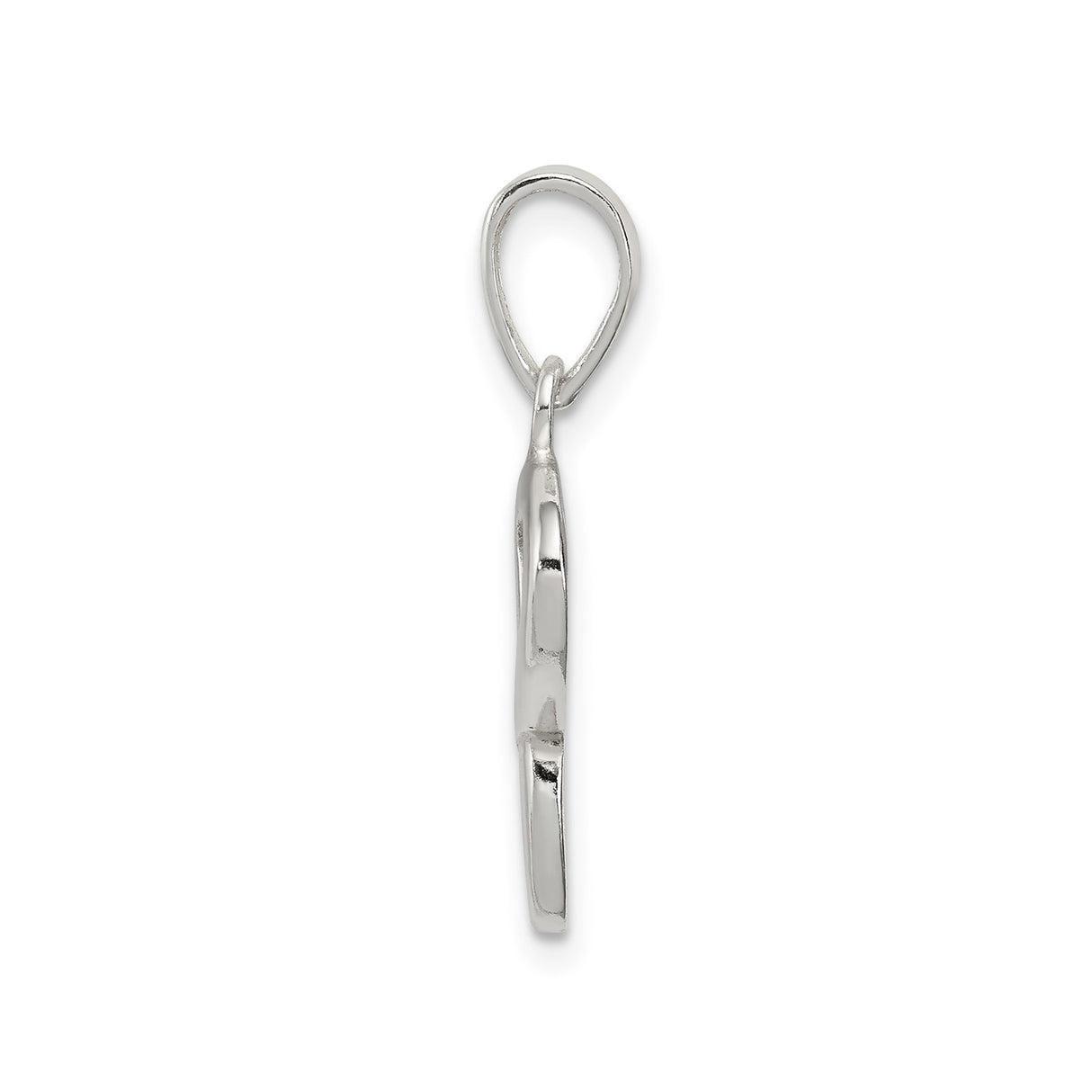 Sterling Silver Initial P Pendant, Cursive Script Letter Charm, Polished Alphabet Jewelry
