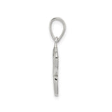 Sterling Silver Initial P Pendant, Cursive Script Letter Charm, Polished Alphabet Jewelry