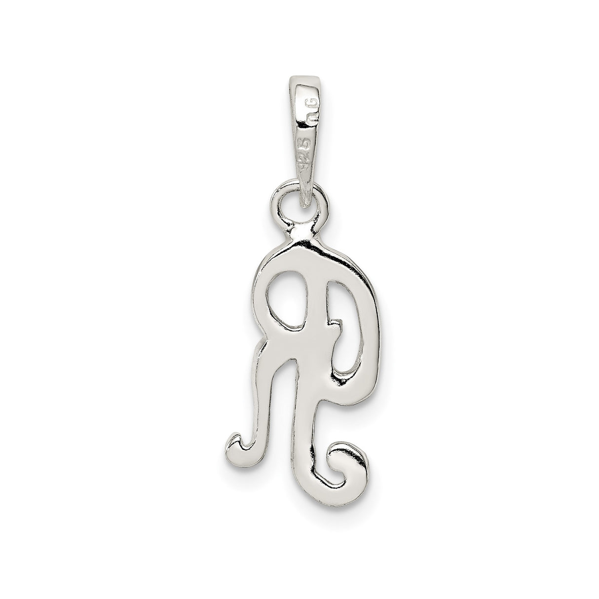 Sterling Silver Letter R Pendant, Script Monogram Charm for Women