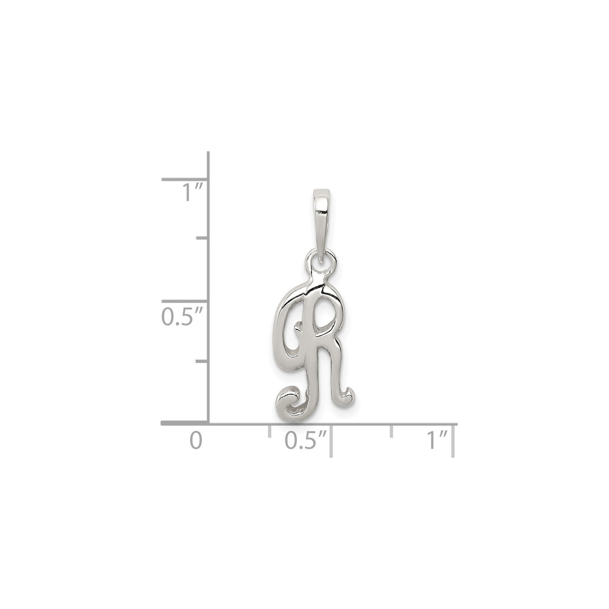 Sterling Silver Letter R Pendant, Script Monogram Charm for Women