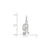 Sterling Silver Letter R Pendant, Script Monogram Charm for Women