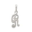 Sterling Silver Letter R Pendant, Script Monogram Charm for Women