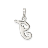 Sterling Silver Initial G Pendant, Script Letter Charm with Polished Finish for Women