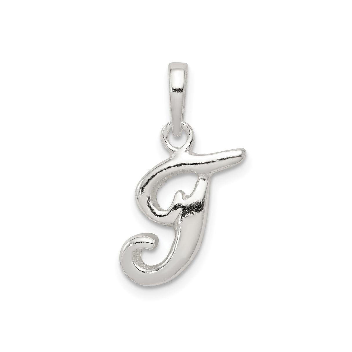 Sterling Silver Initial G Pendant, Script Letter Charm with Polished Finish for Women