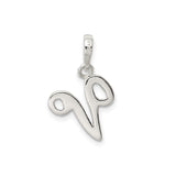 Sterling Silver Aries Pendant with Polished Zodiac Symbol, Fire Sign Astrology Charm for Women