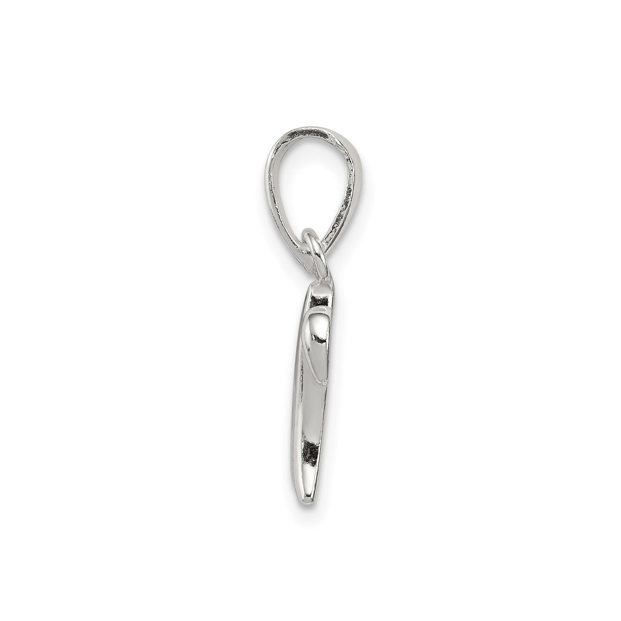 Sterling Silver Script Initial W Pendant, Polished Alphabet Charm for Women or Unisex