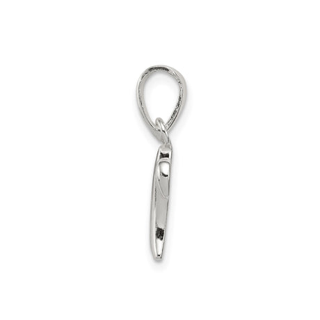 Sterling Silver Script Initial W Pendant, Polished Alphabet Charm for Women or Unisex