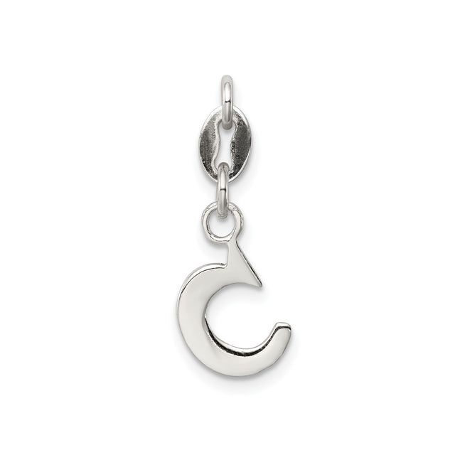 Sterling Silver Crescent Moon Pendant, Polished Minimalist Celestial Jewelry for Women