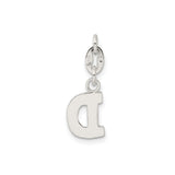 Sterling Silver Charm Pendant, Letter D Block Font Initial Design