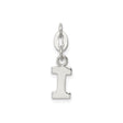 Sterling Silver Initial I Pendant Charm, Polished Block Letter Monogram Jewelry