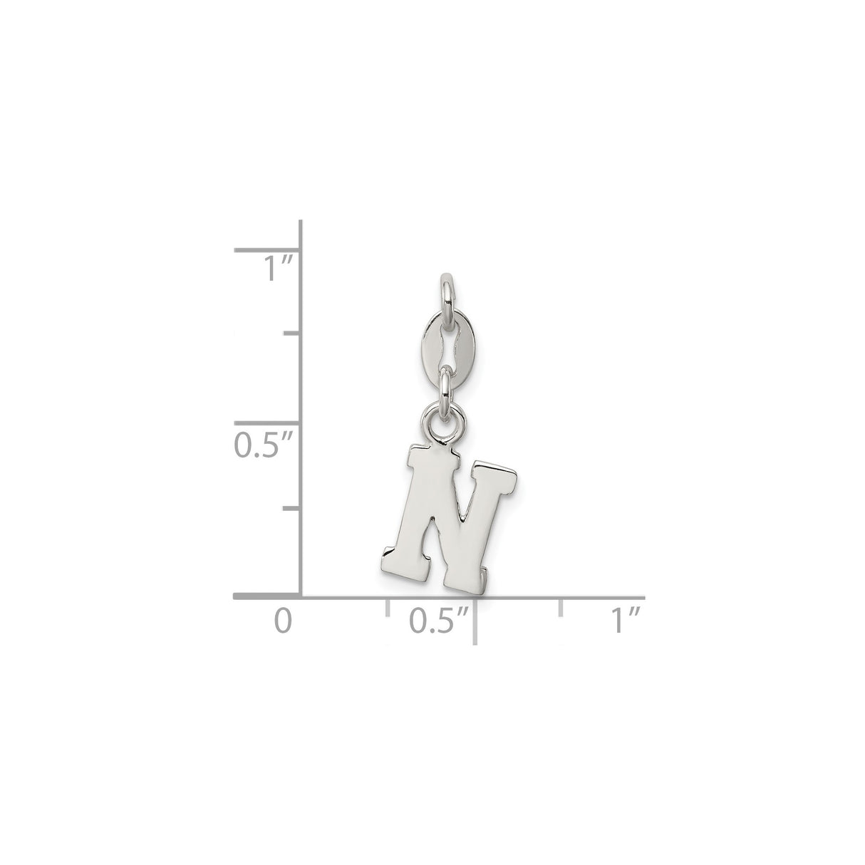 Sterling Silver Initial N Pendant, Block Letter Charm, Modern Minimalist Jewelry for Women or Unisex