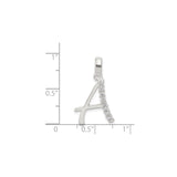 Sterling Silver A Initial Pendant Charm with Cubic Zirconia, Polished Monogram Letter Design