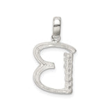 Sterling Silver Initial B Pendant with Cubic Zirconia, Minimalist Letter Charm Jewelry
