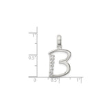Sterling Silver Initial B Pendant with Cubic Zirconia, Minimalist Letter Charm Jewelry