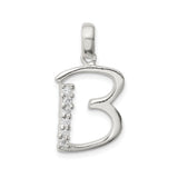 Sterling Silver Initial B Pendant with Cubic Zirconia, Minimalist Letter Charm Jewelry