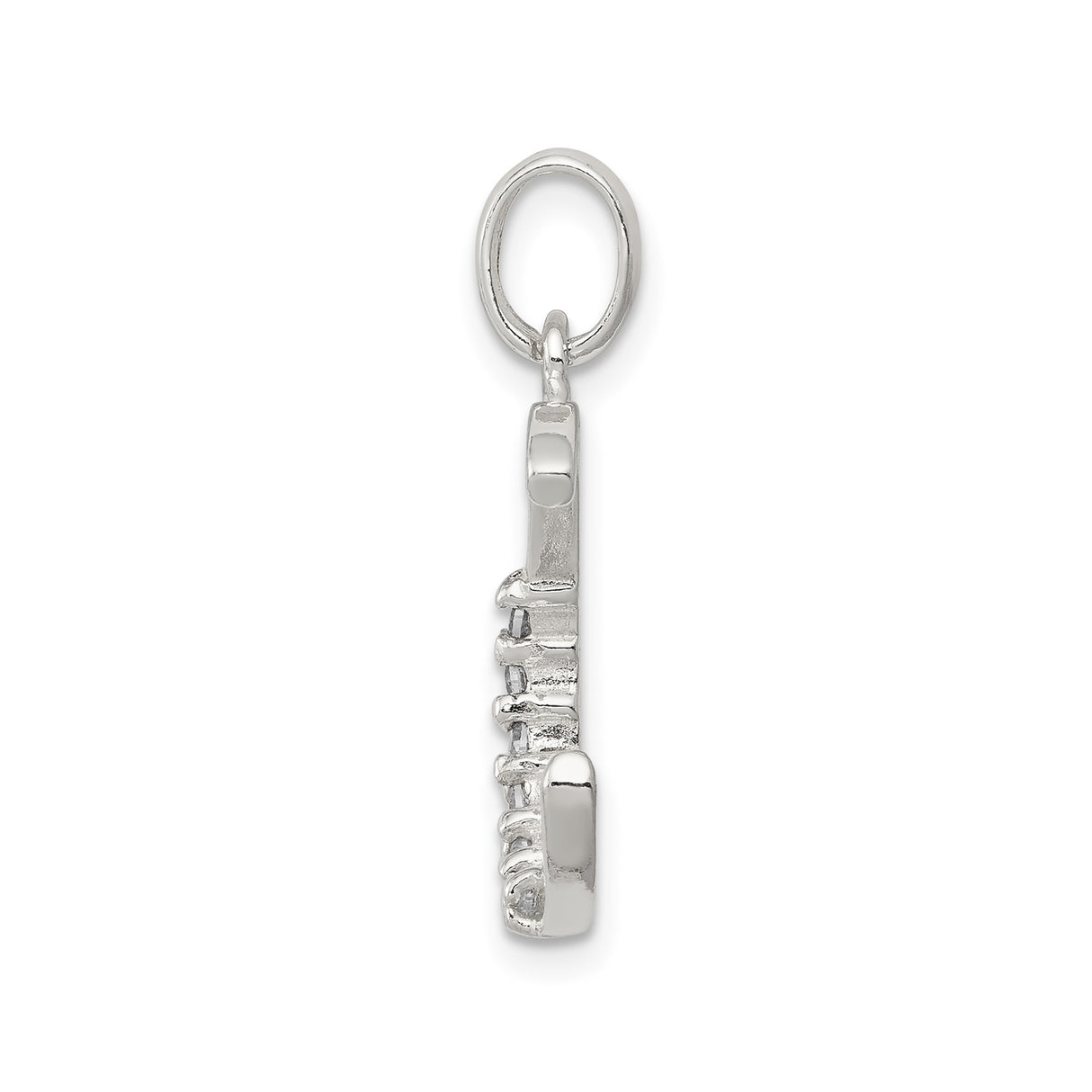 Sterling Silver Initial C Pendant with Cubic Zirconia, Script Letter Charm for Women