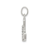Sterling Silver Initial C Pendant with Cubic Zirconia, Script Letter Charm for Women