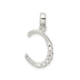 Sterling Silver Initial C Pendant with Cubic Zirconia, Script Letter Charm for Women