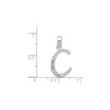 Sterling Silver Initial C Pendant with Cubic Zirconia, Script Letter Charm for Women