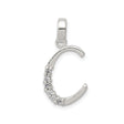 Sterling Silver Initial C Pendant with Cubic Zirconia, Script Letter Charm for Women
