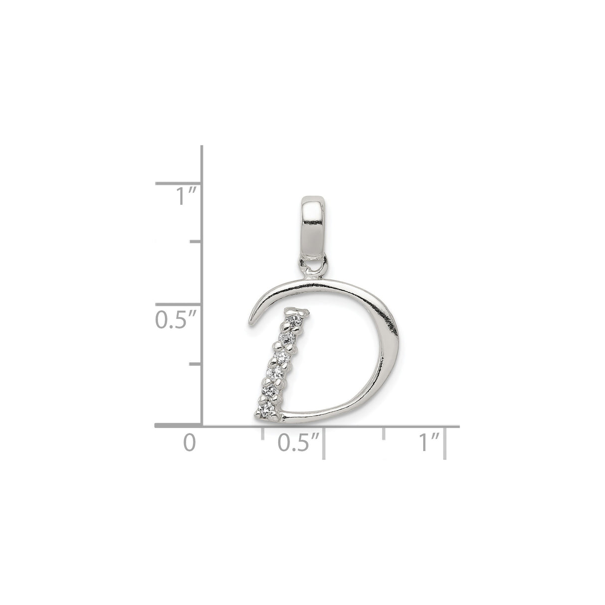 Sterling Silver Letter D Pendant with Cubic Zirconia, Minimalist Monogram Charm for Women