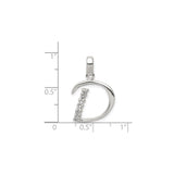 Sterling Silver Letter D Pendant with Cubic Zirconia, Minimalist Monogram Charm for Women