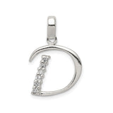Sterling Silver Letter D Pendant with Cubic Zirconia, Minimalist Monogram Charm for Women