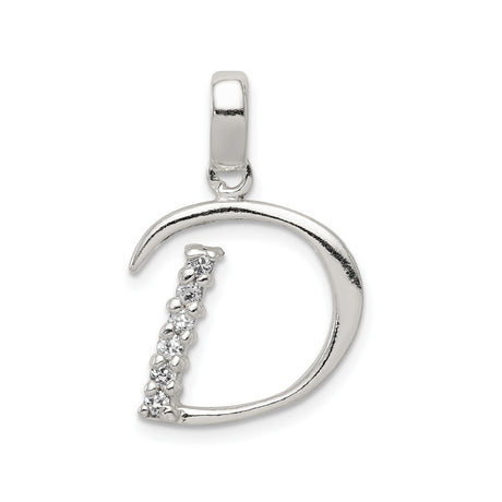 Sterling Silver Letter D Pendant with Cubic Zirconia, Minimalist Monogram Charm for Women