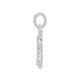 Sterling Silver Initial E Pendant with Cubic Zirconia, Monogram Charm Jewelry